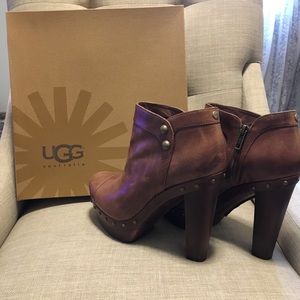 Ugg Ambrogia Leather Platform Booties size 8.5
